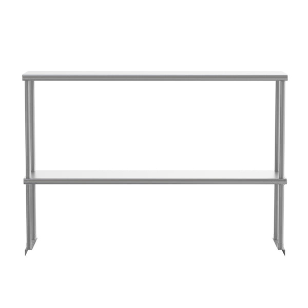 English Elm Reese Heavy-Duty 430 Stainless Steel Double Overshelf for Commercial Kitchens – NSF Certified Storage Stainless Steel 48.25"W x 12"D x 33.5"H NH-OSD-1248-GG