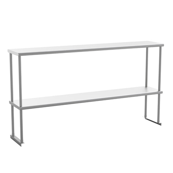 English Elm Reese Heavy-Duty 430 Stainless Steel Double Overshelf for Commercial Kitchens – NSF Certified Storage Stainless Steel 60"W x 12"D x 33.5"H NH-OSD-1260-GG