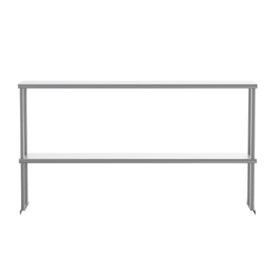 English Elm Reese Heavy-Duty 430 Stainless Steel Double Overshelf for Commercial Kitchens – NSF Certified Storage Stainless Steel 60"W x 12"D x 33.5"H NH-OSD-1260-GG