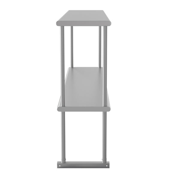 English Elm Reese Heavy-Duty 430 Stainless Steel Double Overshelf for Commercial Kitchens – NSF Certified Storage Stainless Steel 60"W x 12"D x 33.5"H NH-OSD-1260-GG