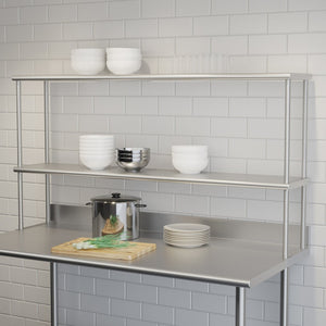 English Elm Reese Heavy-Duty 430 Stainless Steel Double Overshelf for Commercial Kitchens – NSF Certified Storage Stainless Steel 60"W x 12"D x 33.5"H NH-OSD-1260-GG