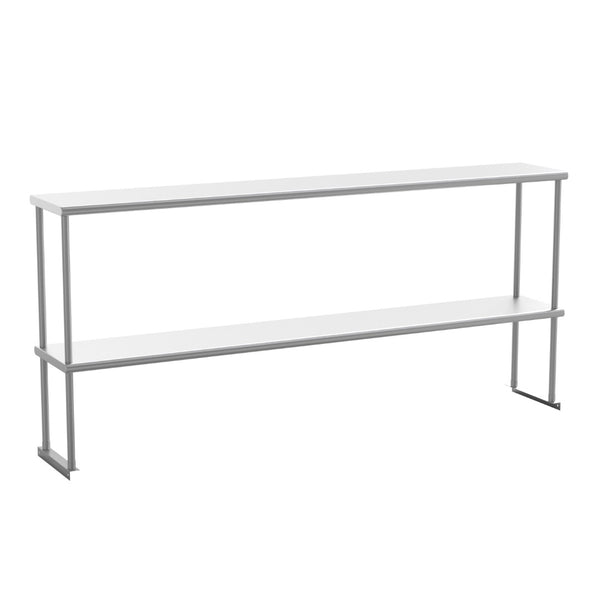 English Elm Reese Heavy-Duty 430 Stainless Steel Double Overshelf for Commercial Kitchens – NSF Certified Storage Stainless Steel 72"W x 12"D x 33.5"H NH-OSD-1272-GG