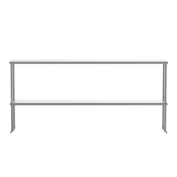 English Elm Reese Heavy-Duty 430 Stainless Steel Double Overshelf for Commercial Kitchens – NSF Certified Storage Stainless Steel 72"W x 12"D x 33.5"H NH-OSD-1272-GG