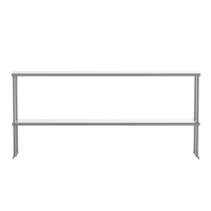 English Elm Reese Heavy-Duty 430 Stainless Steel Double Overshelf for Commercial Kitchens – NSF Certified Storage Stainless Steel 72"W x 12"D x 33.5"H NH-OSD-1272-GG