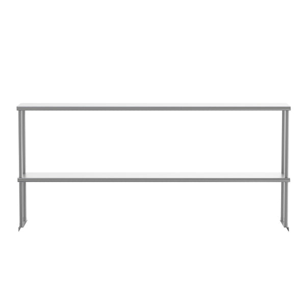 English Elm Reese Heavy-Duty 430 Stainless Steel Double Overshelf for Commercial Kitchens – NSF Certified Storage Stainless Steel 72"W x 12"D x 33.5"H NH-OSD-1272-GG