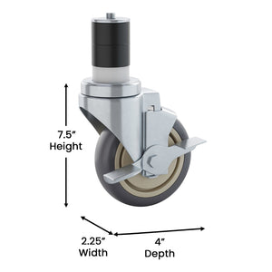 English Elm Summit Commercial Grade Kitchen Casters Set - Heavy Duty 4-Piece with 2 Locking & 2 Swivel Design NH-W01-GG