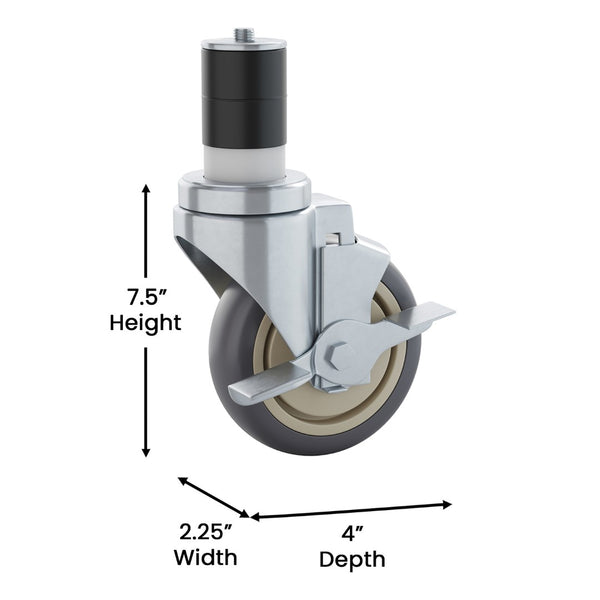 English Elm Summit Commercial Grade Kitchen Casters Set - Heavy Duty 4-Piece with 2 Locking & 2 Swivel Design NH-W01-GG