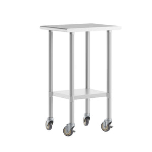 English Elm Reese Portable Prep Table with NSF Certified Steel Top, Galvanized Undershelf & Locking Casters Stainless Steel 24"W x 18"D NH-WT-2418-CAS-GG