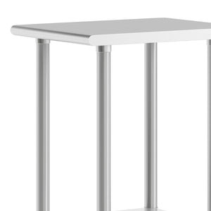 English Elm Reese Portable Prep Table with NSF Certified Steel Top, Galvanized Undershelf & Locking Casters Stainless Steel 24"W x 18"D NH-WT-2418-CAS-GG