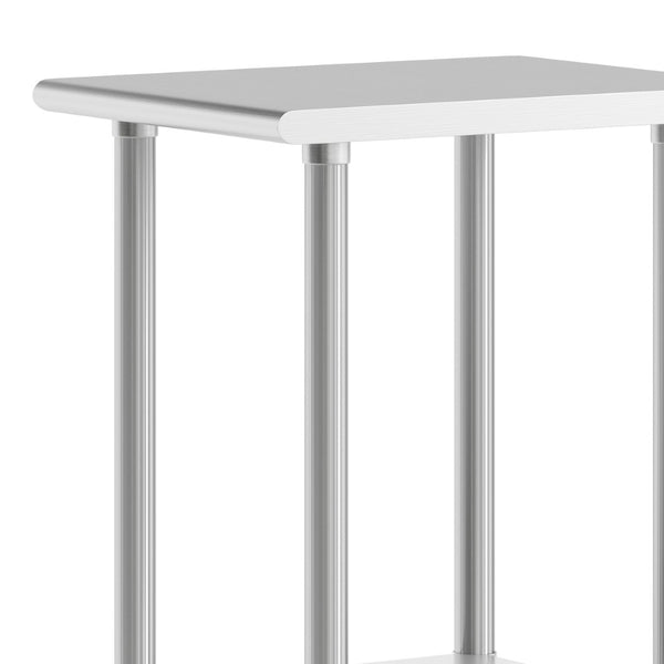 English Elm Reese Portable Prep Table with NSF Certified Steel Top, Galvanized Undershelf & Locking Casters Stainless Steel 24"W x 18"D NH-WT-2418-CAS-GG