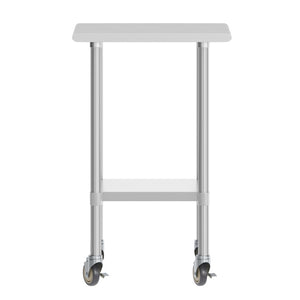 English Elm Reese Portable Prep Table with NSF Certified Steel Top, Galvanized Undershelf & Locking Casters Stainless Steel 24"W x 18"D NH-WT-2418-CAS-GG