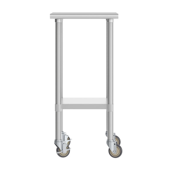 English Elm Reese Portable Prep Table with NSF Certified Steel Top, Galvanized Undershelf & Locking Casters Stainless Steel 24"W x 18"D NH-WT-2418-CAS-GG