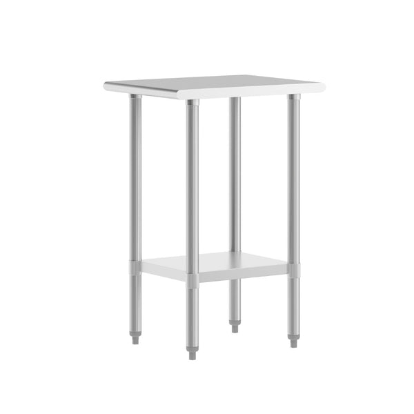English Elm Reese Heavy-Duty Portable Prep Table with Hygienic Work Surface and Adjustable Storage for Versatile Use Stainless Steel 24"W x 18"D NH-WT-2418-GG