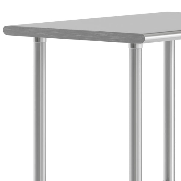 English Elm Reese Portable Prep Table with NSF Certified Steel Top, Galvanized Undershelf & Locking Casters Stainless Steel 24"W x 36"D NH-WT-2436-CAS-GG