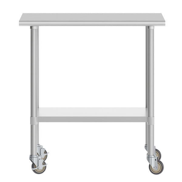 English Elm Reese Portable Prep Table with NSF Certified Steel Top, Galvanized Undershelf & Locking Casters Stainless Steel 24"W x 36"D NH-WT-2436-CAS-GG