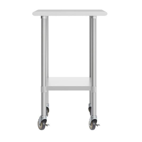 English Elm Reese Portable Prep Table with NSF Certified Steel Top, Galvanized Undershelf & Locking Casters Stainless Steel 24"W x 36"D NH-WT-2436-CAS-GG