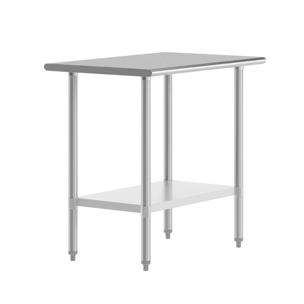 English Elm Reese Heavy-Duty Portable Prep Table with Hygienic Work Surface and Adjustable Storage for Versatile Use Stainless Steel 24"W x 36"D NH-WT-2436-GG
