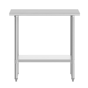 English Elm Reese Heavy-Duty Portable Prep Table with Hygienic Work Surface and Adjustable Storage for Versatile Use Stainless Steel 24"W x 36"D NH-WT-2436-GG
