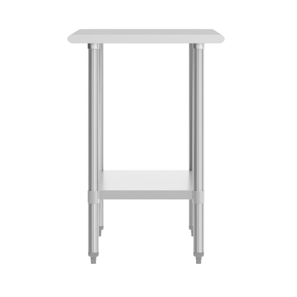 English Elm Reese Heavy-Duty Portable Prep Table with Hygienic Work Surface and Adjustable Storage for Versatile Use Stainless Steel 24"W x 36"D NH-WT-2436-GG