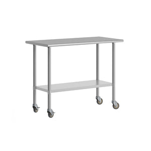 English Elm Rawcliffe Portable Work Table - NSF Certified Stainless Steel Surface, Heavy-Duty Casters & Storage NH-WT-2448-CAS-GG