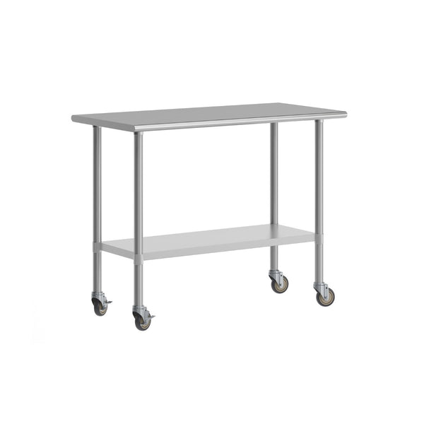 English Elm Rawcliffe Portable Work Table - NSF Certified Stainless Steel Surface, Heavy-Duty Casters & Storage NH-WT-2448-CAS-GG