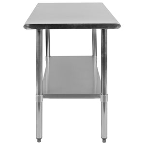 English Elm Rawcliffe Stainless Steel 48" Prep Table with Adjustable Undershelf - NSF Certified for Safety & Durability NH-WT-2448-GG