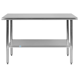 English Elm Rawcliffe Stainless Steel 48" Prep Table with Adjustable Undershelf - NSF Certified for Safety & Durability NH-WT-2448-GG