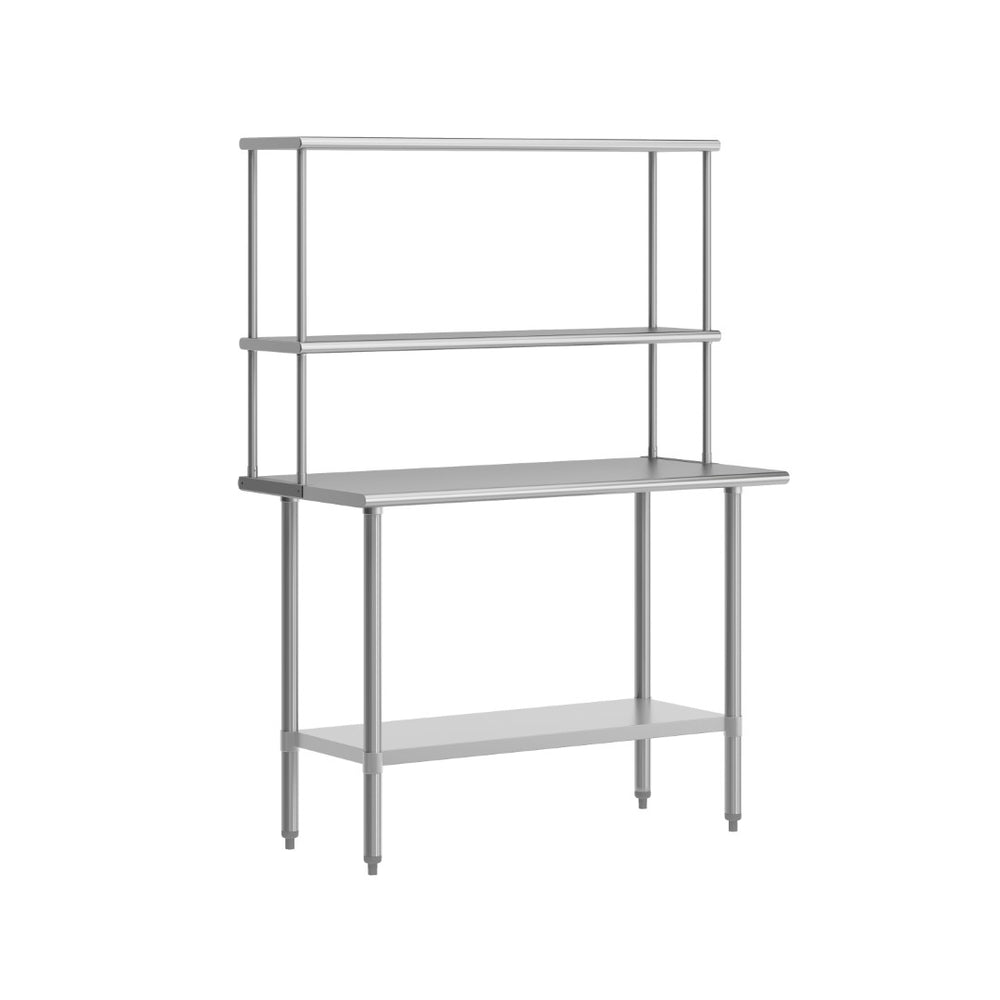 English Elm Rawcliffe Portable Prep Table - NSF-Certified Stainless Steel Workstation with Dual Shelves & Mobility NH-WT-2448-OSH-GG