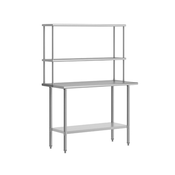 English Elm Rawcliffe Portable Prep Table - NSF-Certified Stainless Steel Workstation with Dual Shelves & Mobility NH-WT-2448-OSH-GG