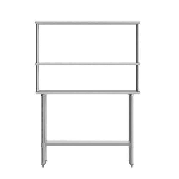 English Elm Rawcliffe Portable Prep Table - NSF-Certified Stainless Steel Workstation with Dual Shelves & Mobility NH-WT-2448-OSH-GG