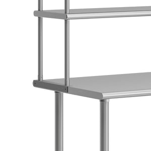 English Elm Rawcliffe Portable Prep Table - NSF-Certified Stainless Steel Workstation with Dual Shelves & Mobility NH-WT-2448-OSH-GG