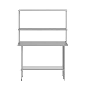 English Elm Rawcliffe Portable Prep Table - NSF-Certified Stainless Steel Workstation with Dual Shelves & Mobility NH-WT-2448-OSH-GG