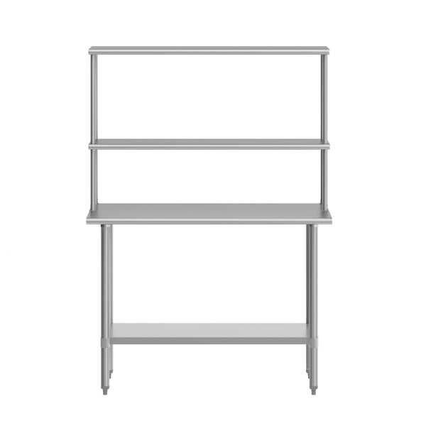 English Elm Rawcliffe Portable Prep Table - NSF-Certified Stainless Steel Workstation with Dual Shelves & Mobility NH-WT-2448-OSH-GG
