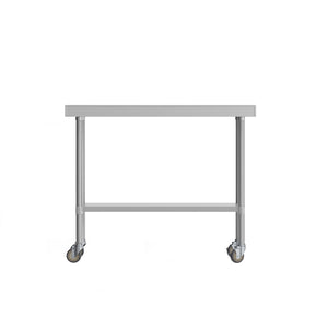 English Elm Rawcliffe Stainless Steel Portable Prep Table with Backsplash, Undershelf & Locking Casters - 48" x 24" NH-WT-2448BSP-CAS-GG