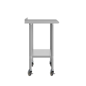 English Elm Rawcliffe Stainless Steel Portable Prep Table with Backsplash, Undershelf & Locking Casters - 48" x 24" NH-WT-2448BSP-CAS-GG