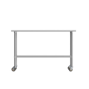 English Elm Reese Portable Prep Table with NSF Certified Steel Top, Galvanized Undershelf & Locking Casters Stainless Steel 60"W x 24"D NH-WT-2460-CAS-GG