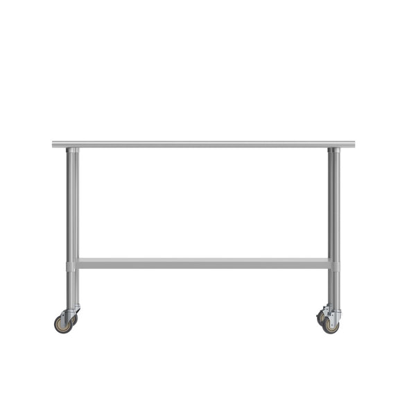 English Elm Reese Portable Prep Table with NSF Certified Steel Top, Galvanized Undershelf & Locking Casters Stainless Steel 60"W x 24"D NH-WT-2460-CAS-GG