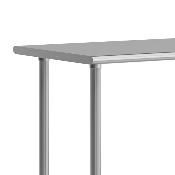 English Elm Reese Portable Prep Table with NSF Certified Steel Top, Galvanized Undershelf & Locking Casters Stainless Steel 60"W x 24"D NH-WT-2460-CAS-GG