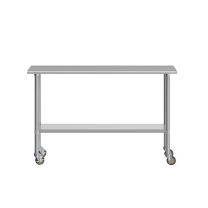 English Elm Reese Portable Prep Table with NSF Certified Steel Top, Galvanized Undershelf & Locking Casters Stainless Steel 60"W x 24"D NH-WT-2460-CAS-GG
