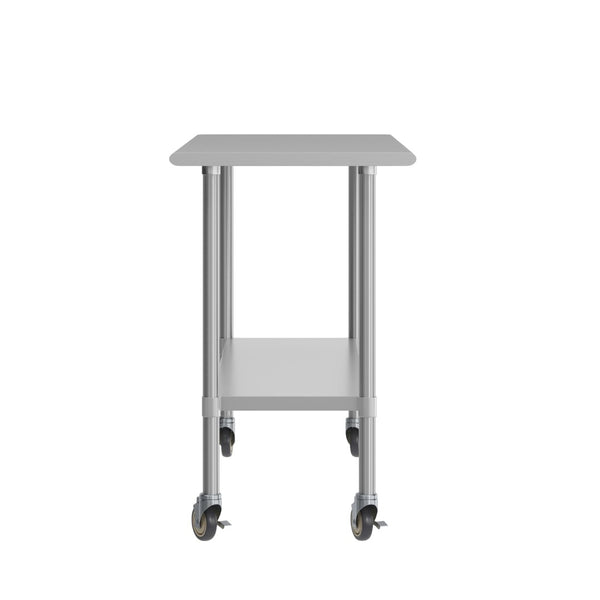 English Elm Reese Portable Prep Table with NSF Certified Steel Top, Galvanized Undershelf & Locking Casters Stainless Steel 60"W x 24"D NH-WT-2460-CAS-GG