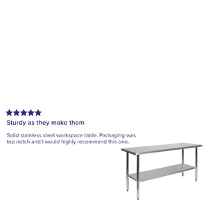 English Elm Reese Heavy-Duty Portable Prep Table with Hygienic Work Surface and Adjustable Storage for Versatile Use Stainless Steel 60"W x 24"D NH-WT-2460-GG