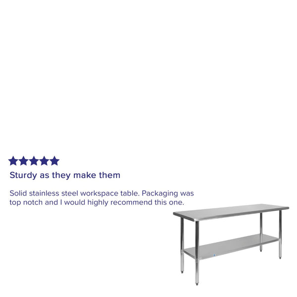 English Elm Reese Heavy-Duty Portable Prep Table with Hygienic Work Surface and Adjustable Storage for Versatile Use Stainless Steel 60"W x 24"D NH-WT-2460-GG
