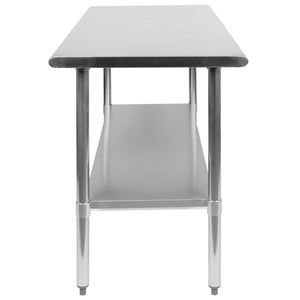 English Elm Reese Heavy-Duty Portable Prep Table with Hygienic Work Surface and Adjustable Storage for Versatile Use Stainless Steel 60"W x 24"D NH-WT-2460-GG