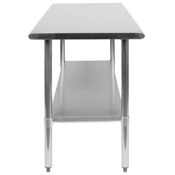 English Elm Reese Heavy-Duty Portable Prep Table with Hygienic Work Surface and Adjustable Storage for Versatile Use Stainless Steel 60"W x 24"D NH-WT-2460-GG