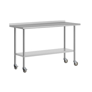 English Elm Reese Heavy-Duty Portable Prep Table with NSF Stainless Steel Top, Locking Casters & Backsplash NH-WT-2460BSP-CAS-GG