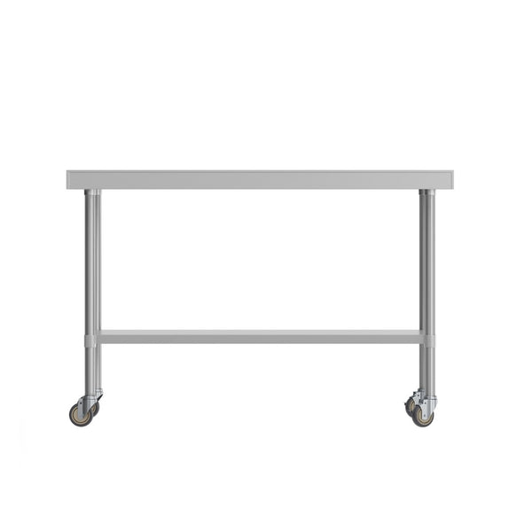 English Elm Reese Heavy-Duty Portable Prep Table with NSF Stainless Steel Top, Locking Casters & Backsplash NH-WT-2460BSP-CAS-GG
