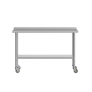 English Elm Reese Heavy-Duty Portable Prep Table with NSF Stainless Steel Top, Locking Casters & Backsplash NH-WT-2460BSP-CAS-GG