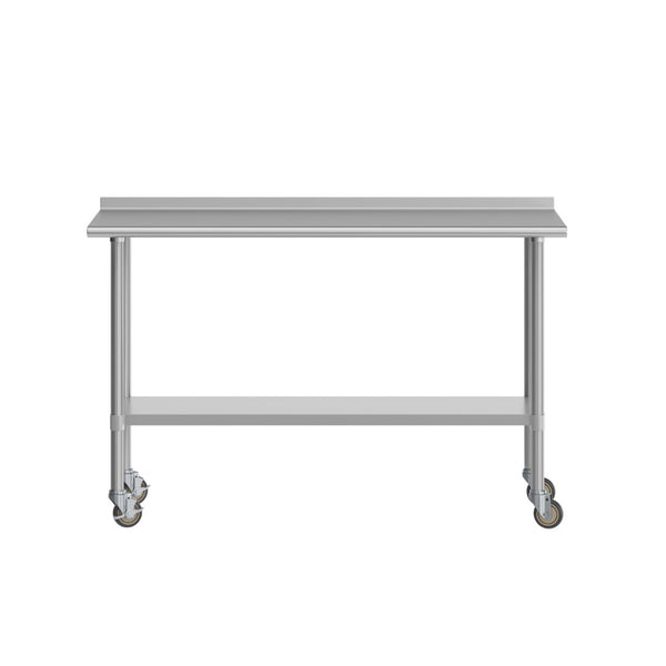 English Elm Reese Heavy-Duty Portable Prep Table with NSF Stainless Steel Top, Locking Casters & Backsplash NH-WT-2460BSP-CAS-GG