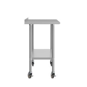 English Elm Reese Heavy-Duty Portable Prep Table with NSF Stainless Steel Top, Locking Casters & Backsplash NH-WT-2460BSP-CAS-GG