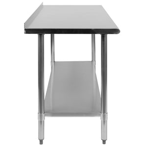 English Elm Reese Heavy-Duty Stainless Steel Prep Table with Backsplash & Adjustable Undershelf - 60" x 24" NH-WT-2460BSP-GG